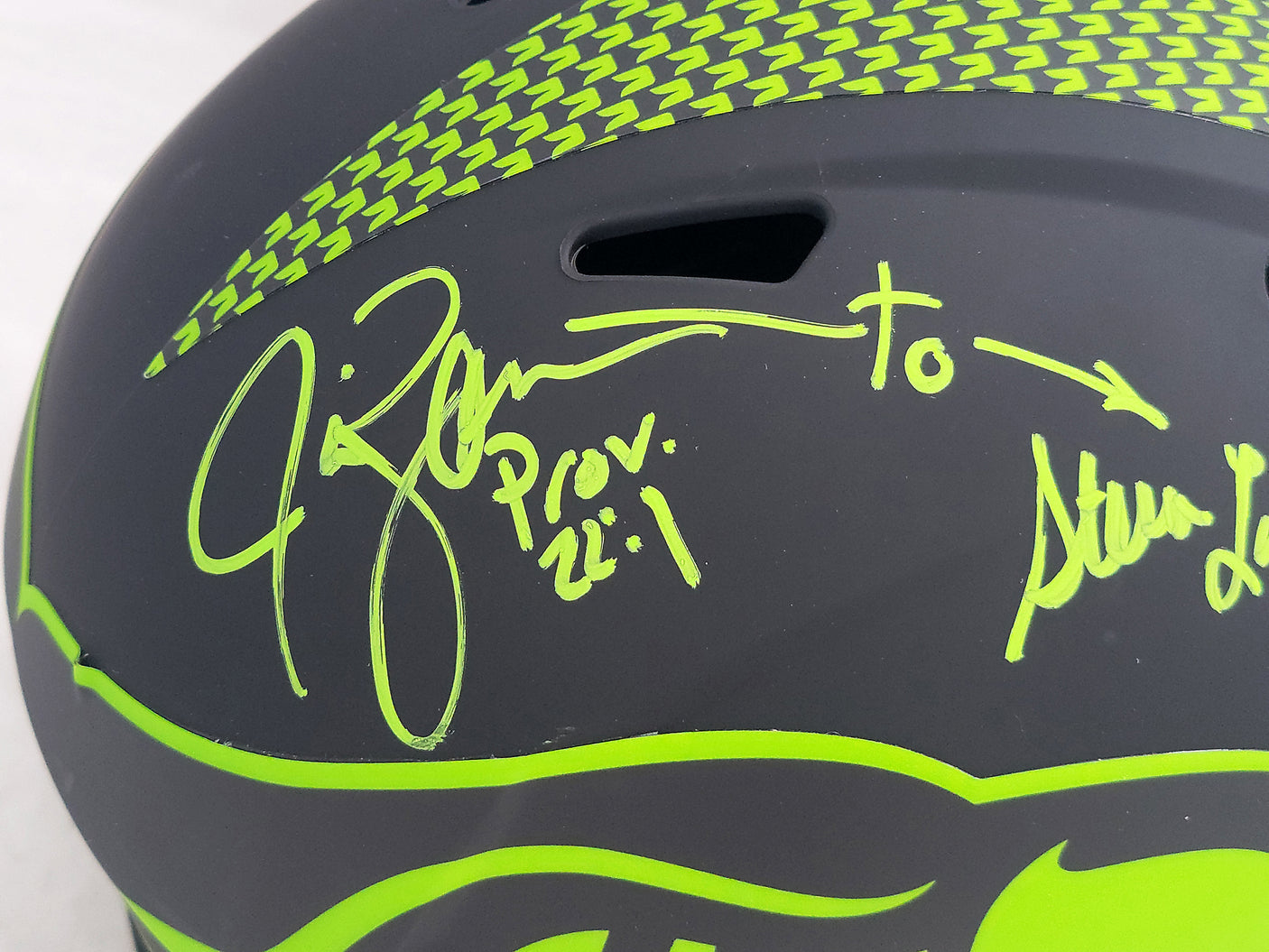 Steve Largent & Jim Zorn Autographed Seattle Seahawks Eclipse Black Full Size Replica Speed Helmet MCS Holo Stock #210445