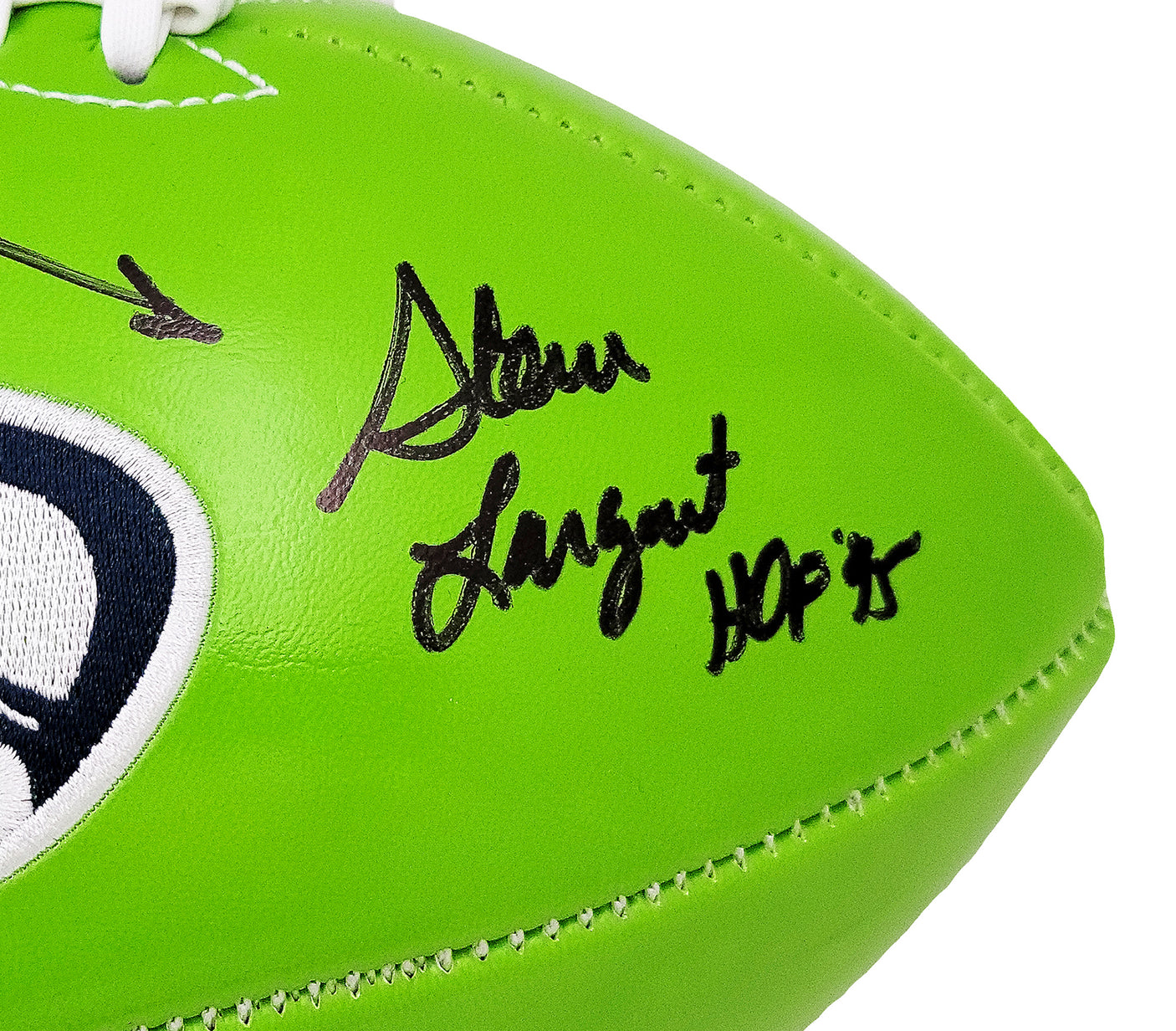 Steve Largent & Jim Zorn Autographed Seattle Seahawks Green Logo Football MCS Holo Stock #210467