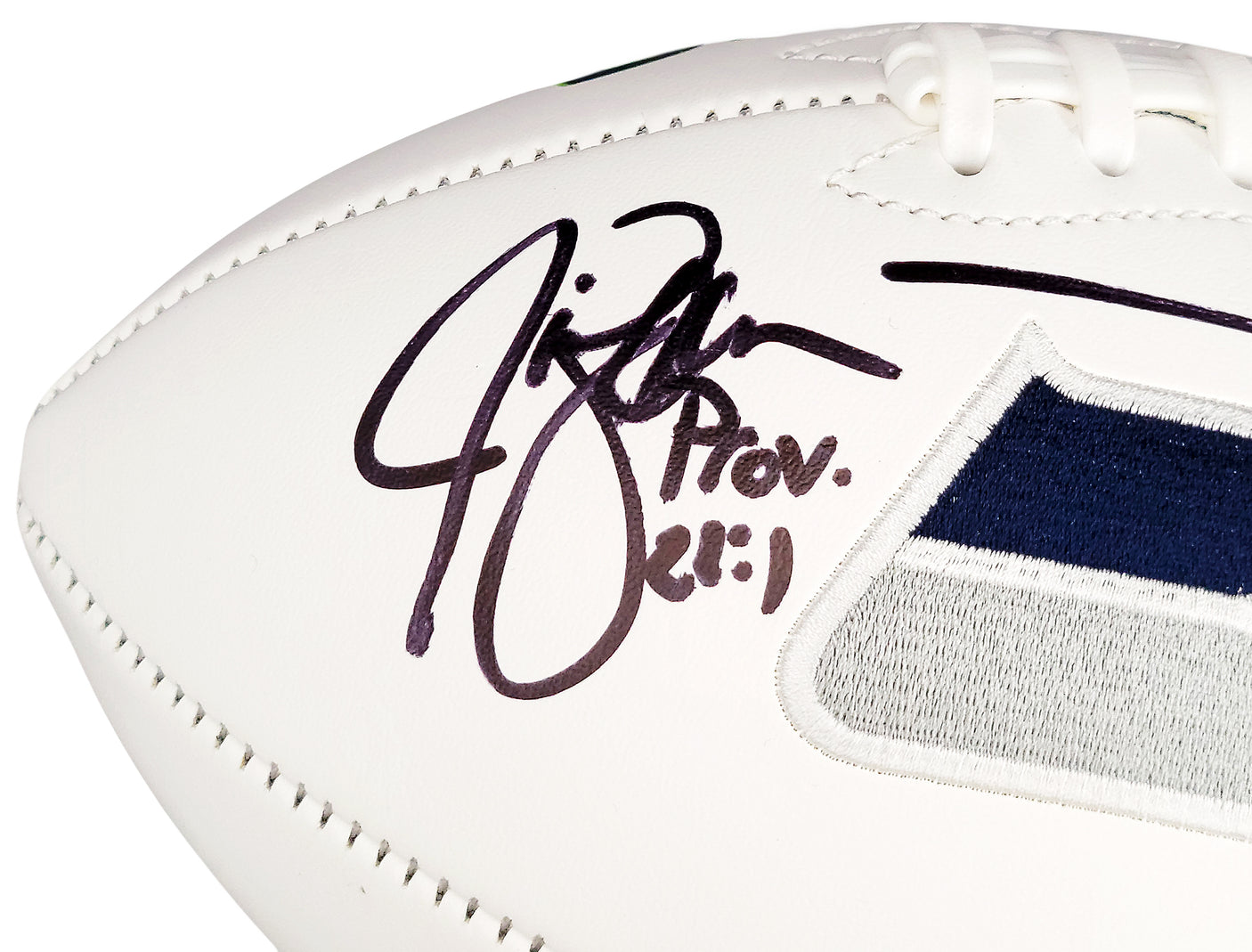 Steve Largent & Jim Zorn Autographed Seattle Seahawks White Logo Football MCS Holo Stock #210468
