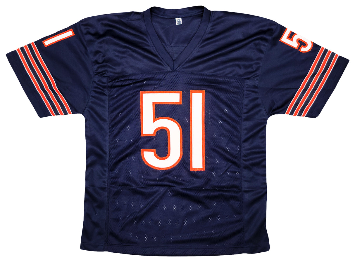Chicago Bears Dick Butkus Autographed Blue Jersey Beckett BAS Stock #210523