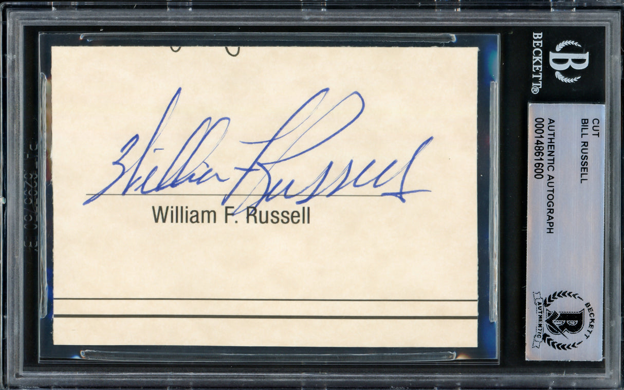 Bill Russell Autographed 2.5x3.5 Cut Signature Boston Celtics Full Name Beckett BAS #14861600