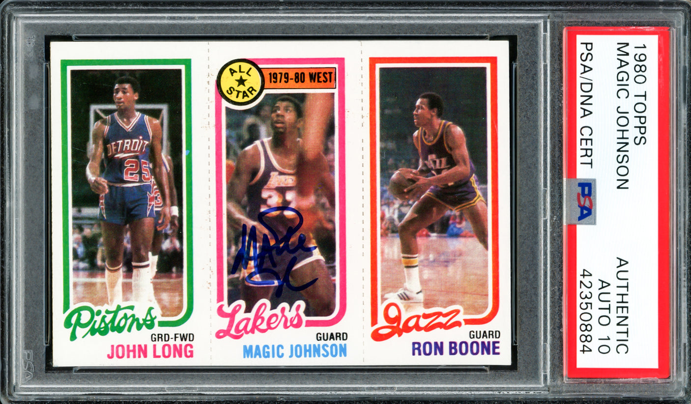 Magic Johnson Autographed 1980 Topps Rookie Card #237 Los Angeles Lakers Auto Grade Gem Mint 10 PSA/DNA #42350884