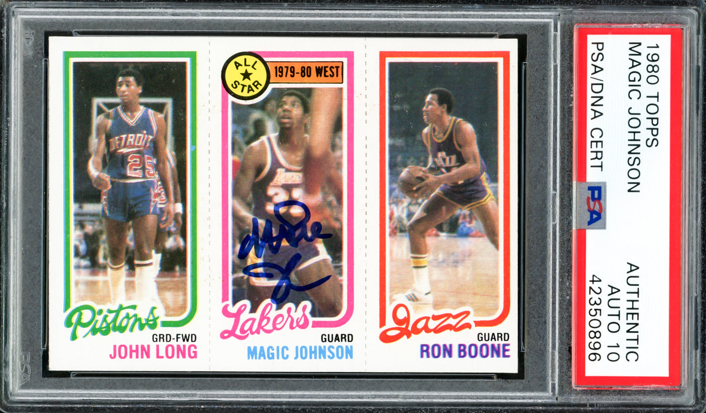 Magic Johnson Autographed 1980 Topps Rookie Card #237 Los Angeles Lakers Auto Grade Gem Mint 10 PSA/DNA #42350896