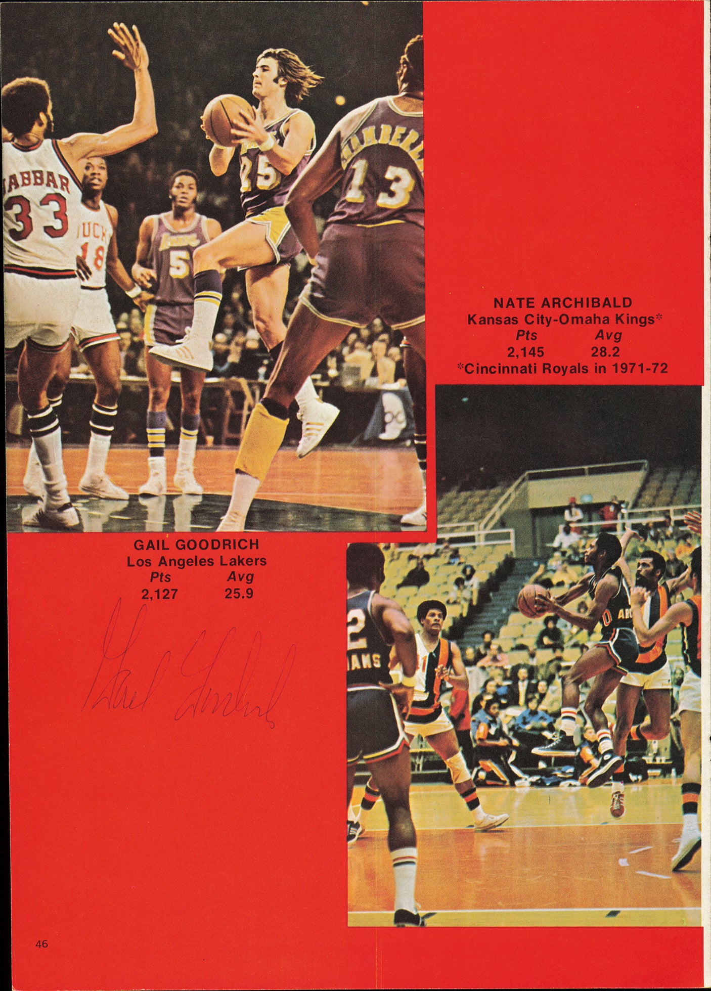 John Havlicek, Rick Barry & Gail Goodrich Autographed 8x11 Magazine Page Photo Beckett BAS #AE08245