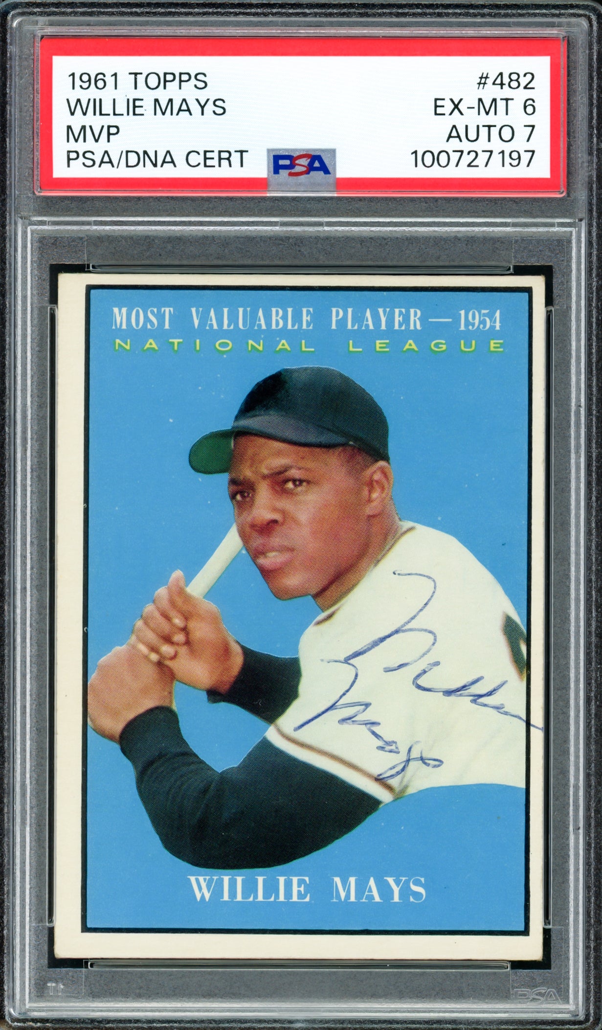 Willie Mays Autographed 1961 Topps Card #482 San Francisco Giants Vintage Signature PSA/DNA #100727197