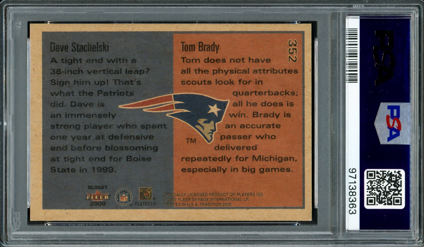 Tom Brady Autographed 2000 Fleer Glossy Rookie Card #352 New England Patriots Auto Grade Gem Mint 10 PSA/DNA #97138363