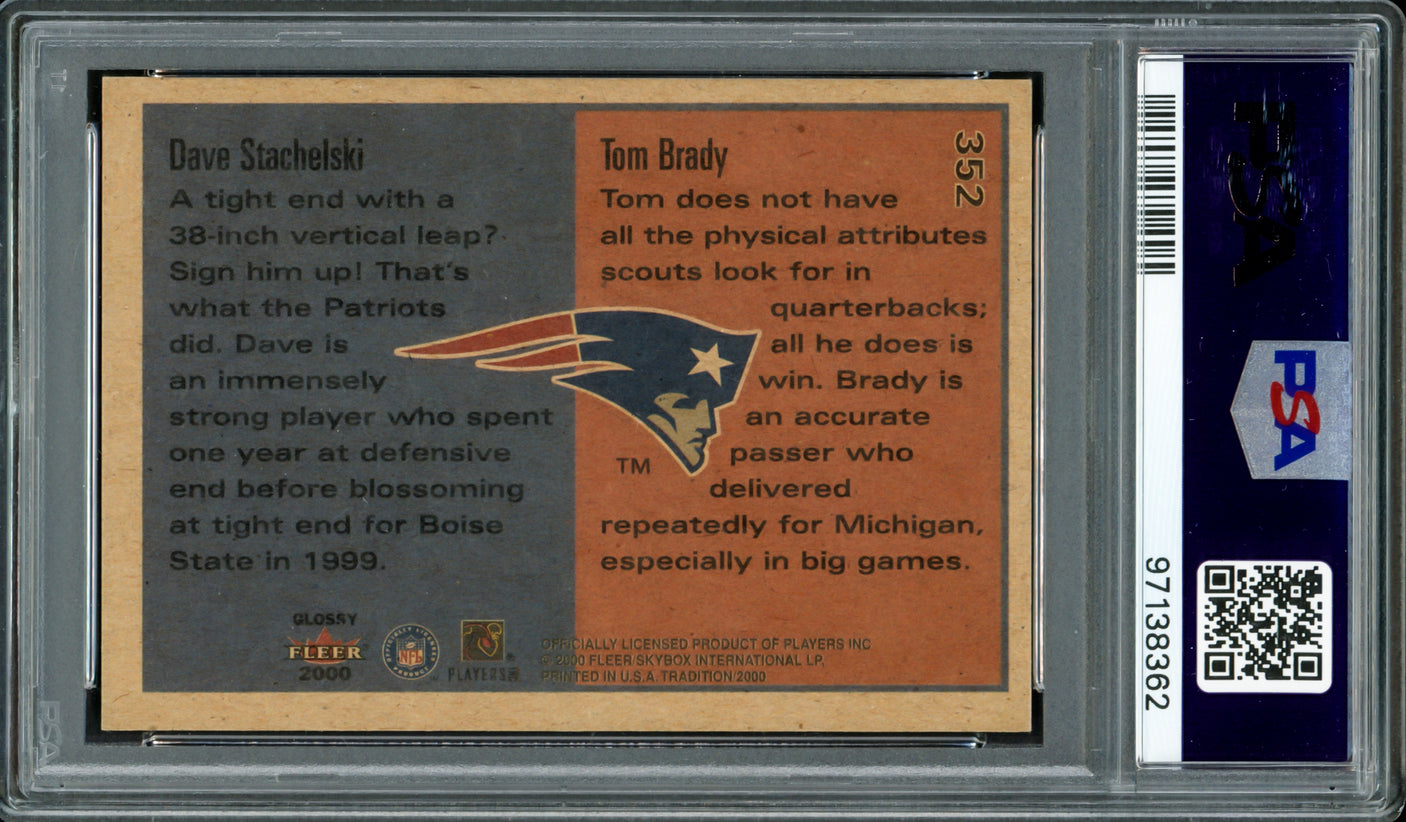 Tom Brady Autographed 2000 Fleer Glossy Rookie Card #352 New England Patriots Auto Grade Gem Mint 10 PSA/DNA #97138362