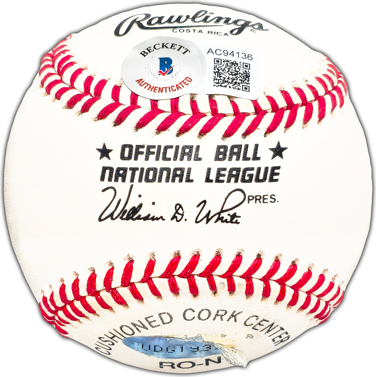 Hank Aaron Autographed Official NL Baseball Atlanta Braves UDA Holo & Beckett BAS #AC94136