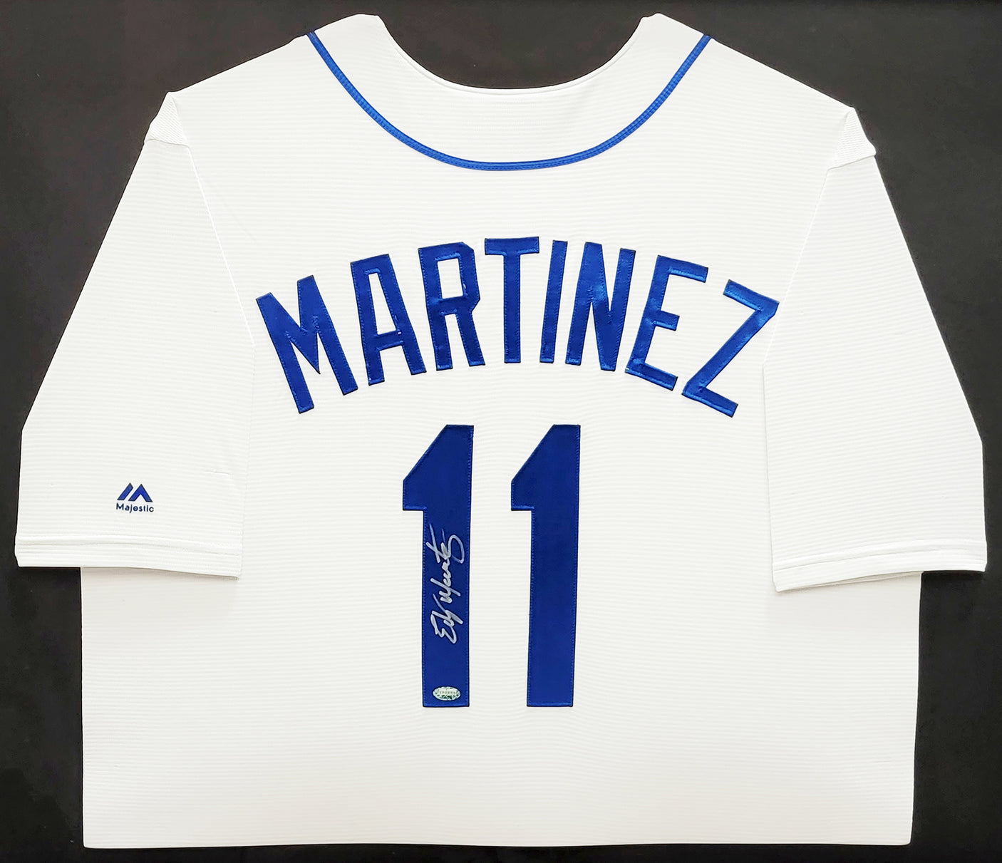 Seattle Mariners Edgar Martinez Autographed Framed White Majestic Jersey MCS Holo Stock #210137
