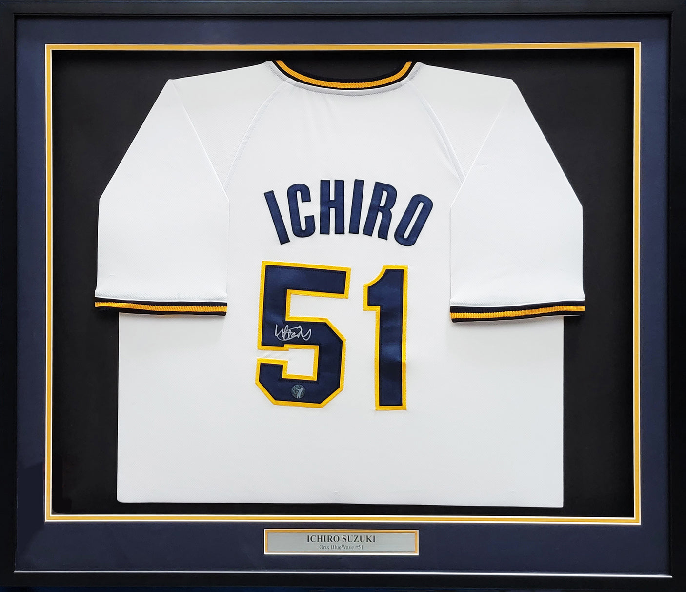 Orix Blue Wave Ichiro Suzuki Autographed Framed White Jersey IS Holo Stock #210147