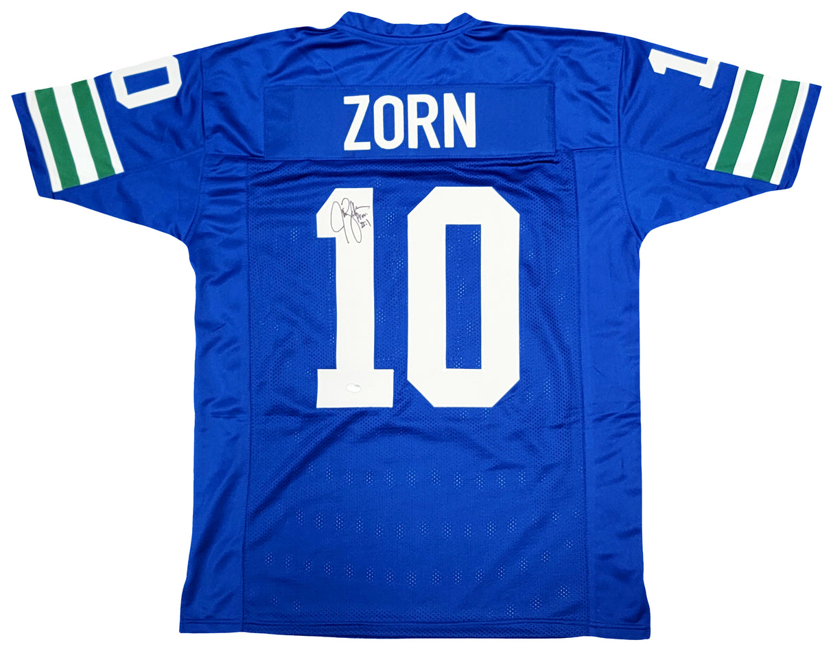Seattle Seahawks Jim Zorn Autographed Blue Jersey MCS Holo Stock #211071