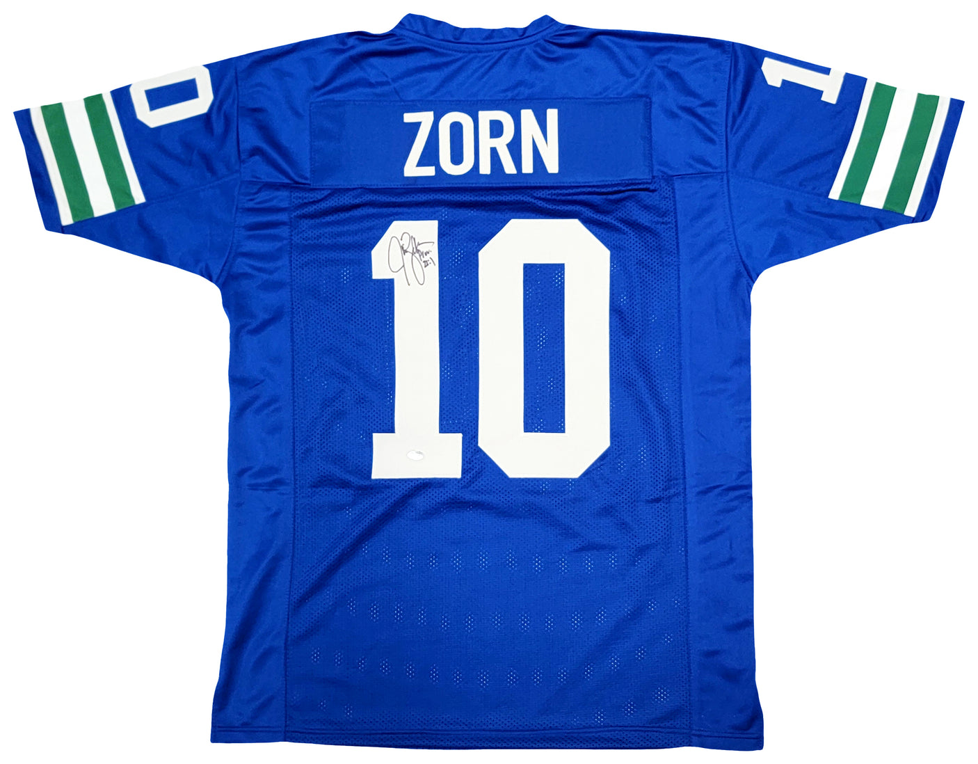 Seattle Seahawks Jim Zorn Autographed Blue Jersey MCS Holo Stock #211071