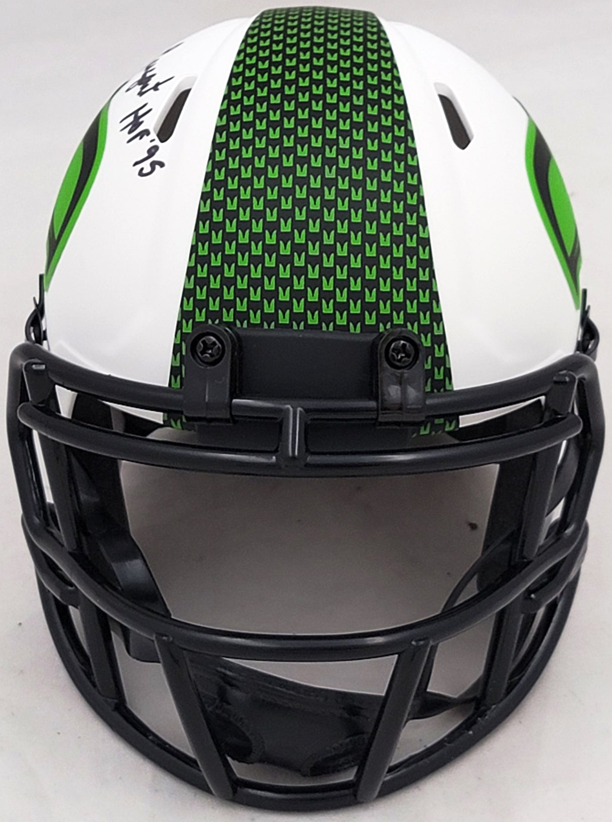 Steve Largent Autographed Seattle Seahawks Lunar Eclipse White Speed Mini Helmet "HOF 95" MCS Holo Stock #211067