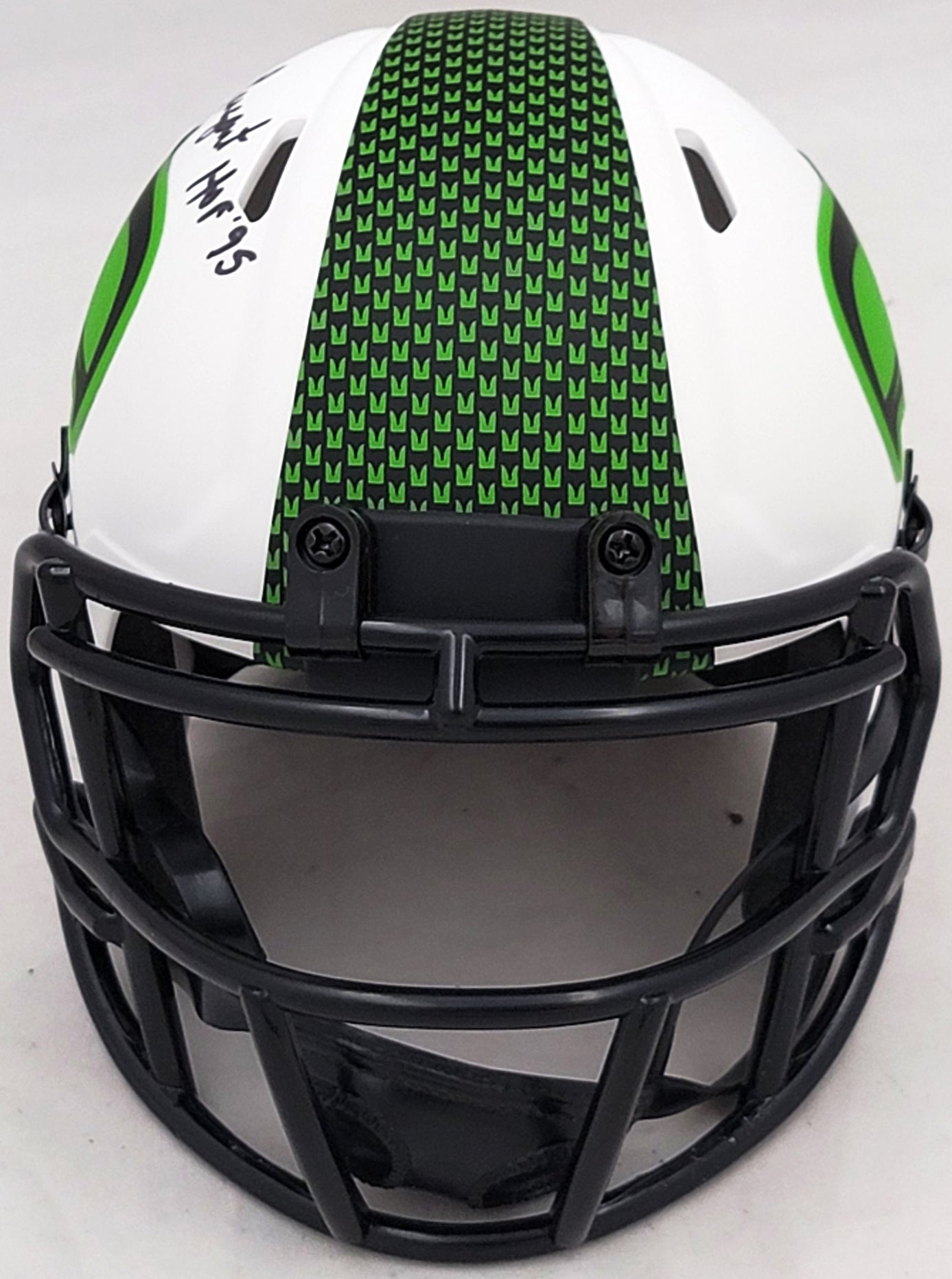 Steve Largent Autographed Seattle Seahawks Lunar Eclipse White Speed Mini Helmet "HOF 95" MCS Holo Stock #211067