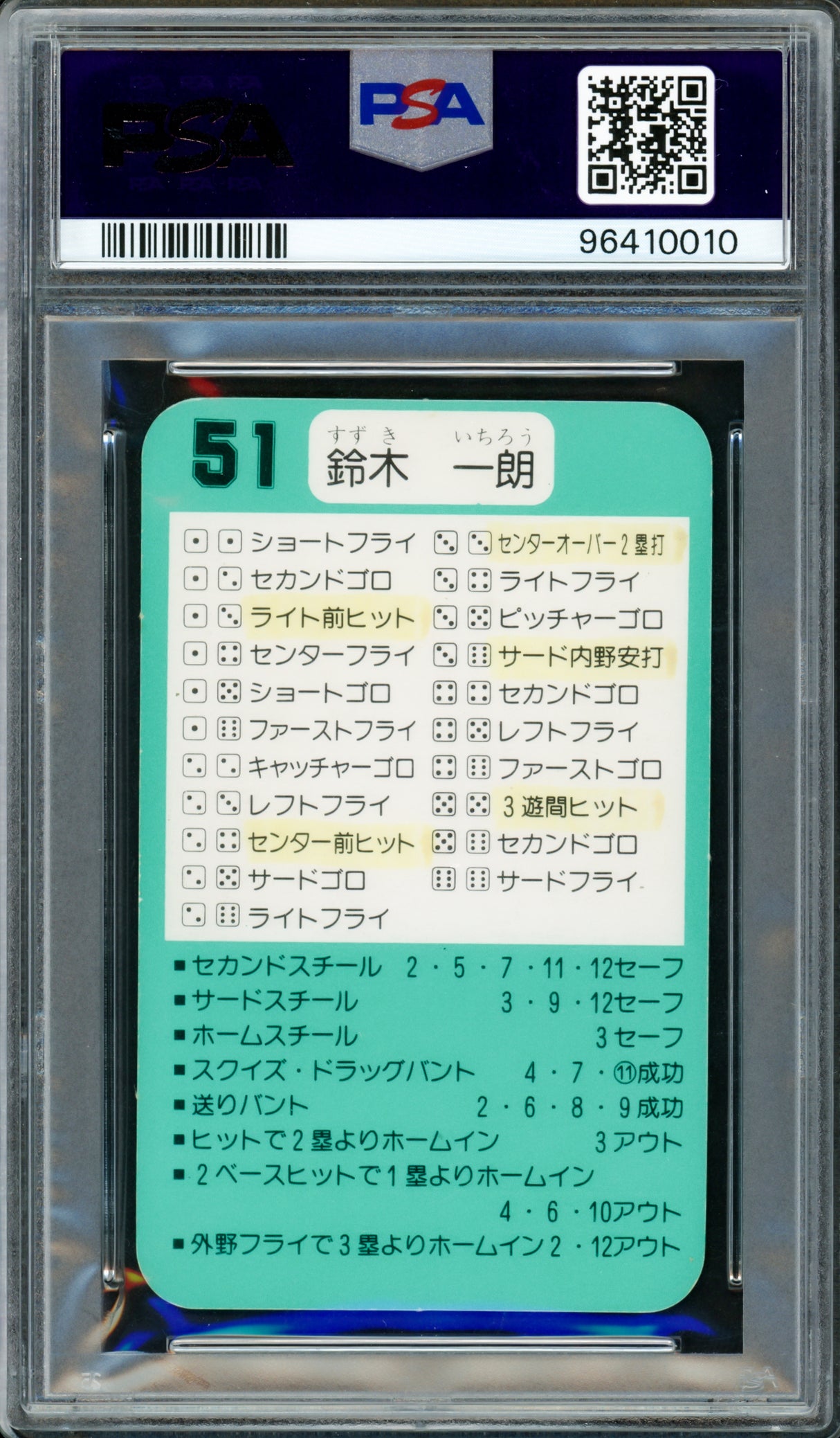 Ichiro Suzuki Autographed 1993 Takara Rookie Card #51 Orix Blue Wave Auto Grade Gem Mint 10 Signed In Kanji PSA/DNA #96410010