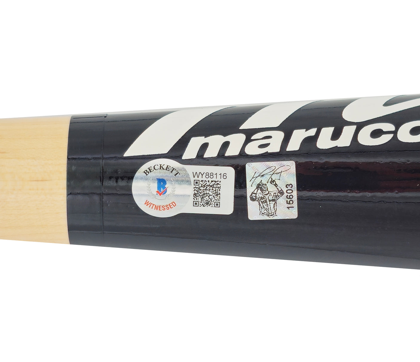 David Ortiz Autographed Black Marucci Player Model Baseball Bat Boston Red Sox "HOF 22" Beckett BAS Witness Stock #236708