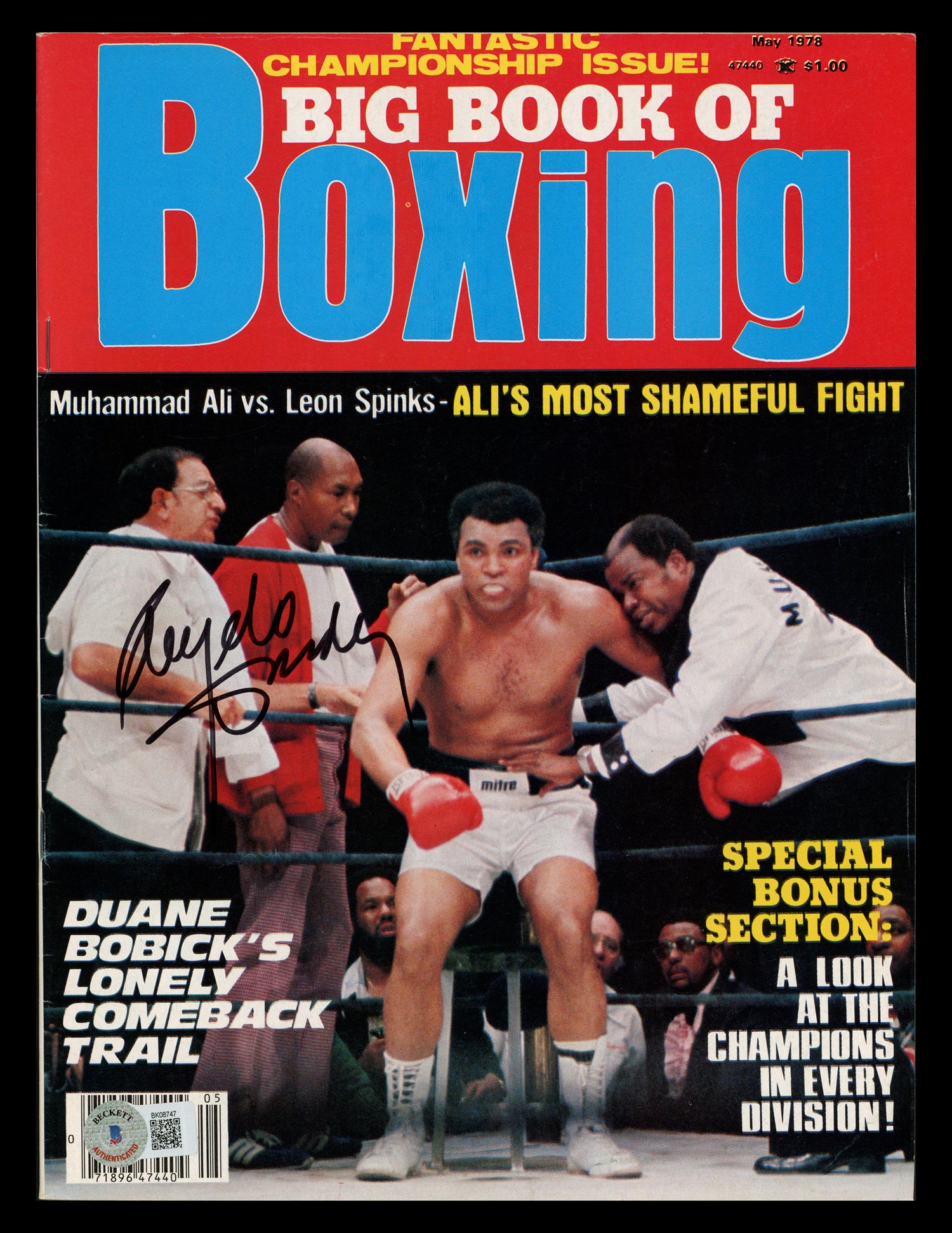 Angelo Dundee Autographed Big Book of Boxing Magazine Muhammad Ali's Trainer Beckett BAS QR #BK08747