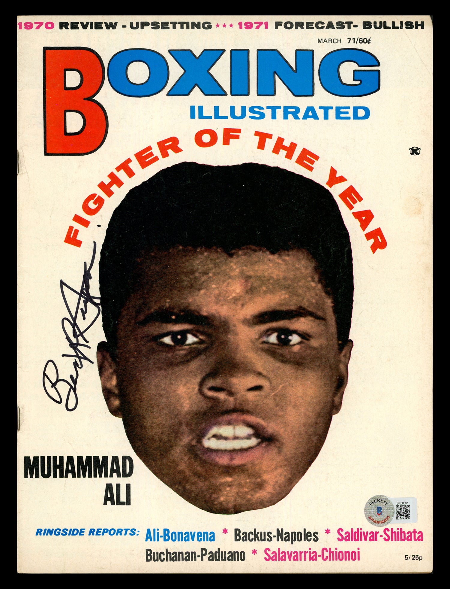 Bert Sugar Autographed Boxing Illustrated Magazine Beckett BAS QR #BK08891