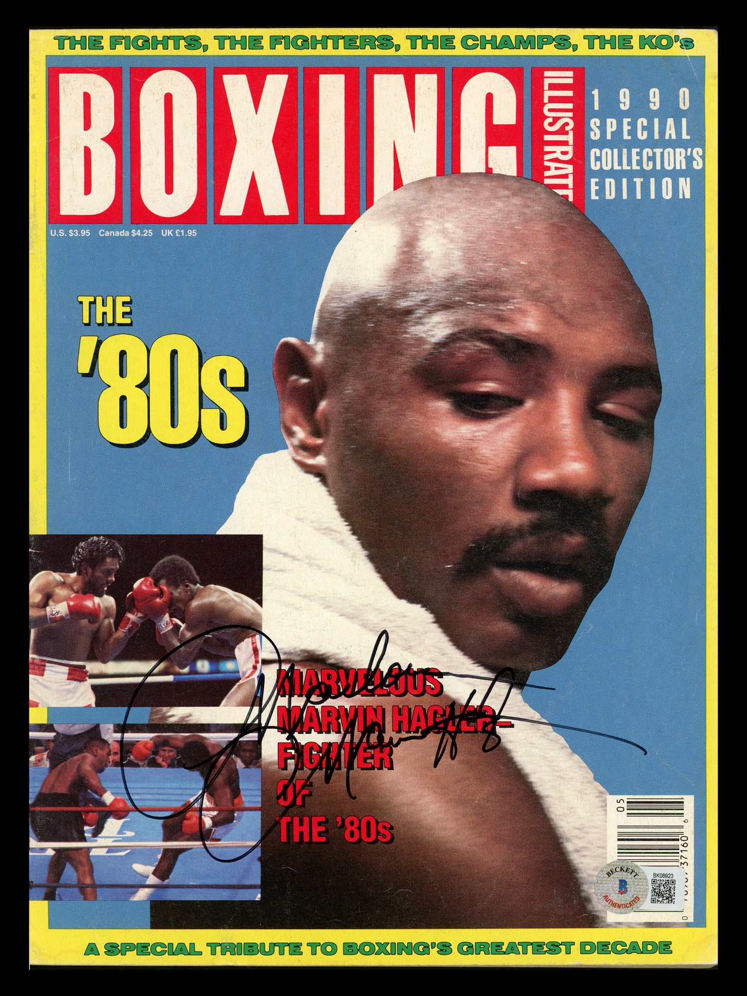 Marvelous Marvin Hagler Autographed Boxing Illustrated Magazine Beckett BAS QR #BK08923