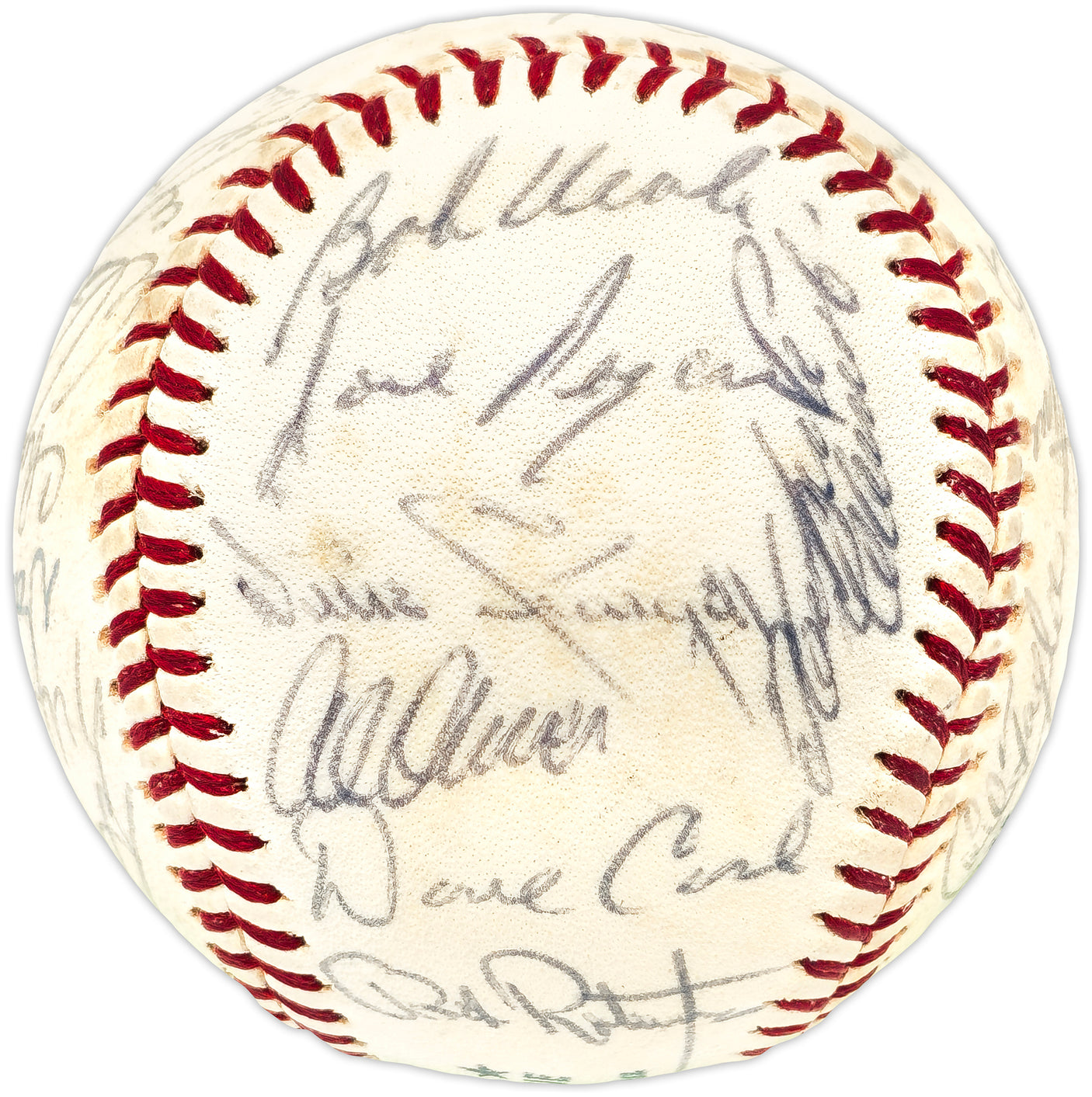 1972 Pittsburgh Pirates World Series Champion Team Autographed Official Feeney NL Baseball With 28 Signatures Including Roberto Clemente Beckett BAS #AE08165