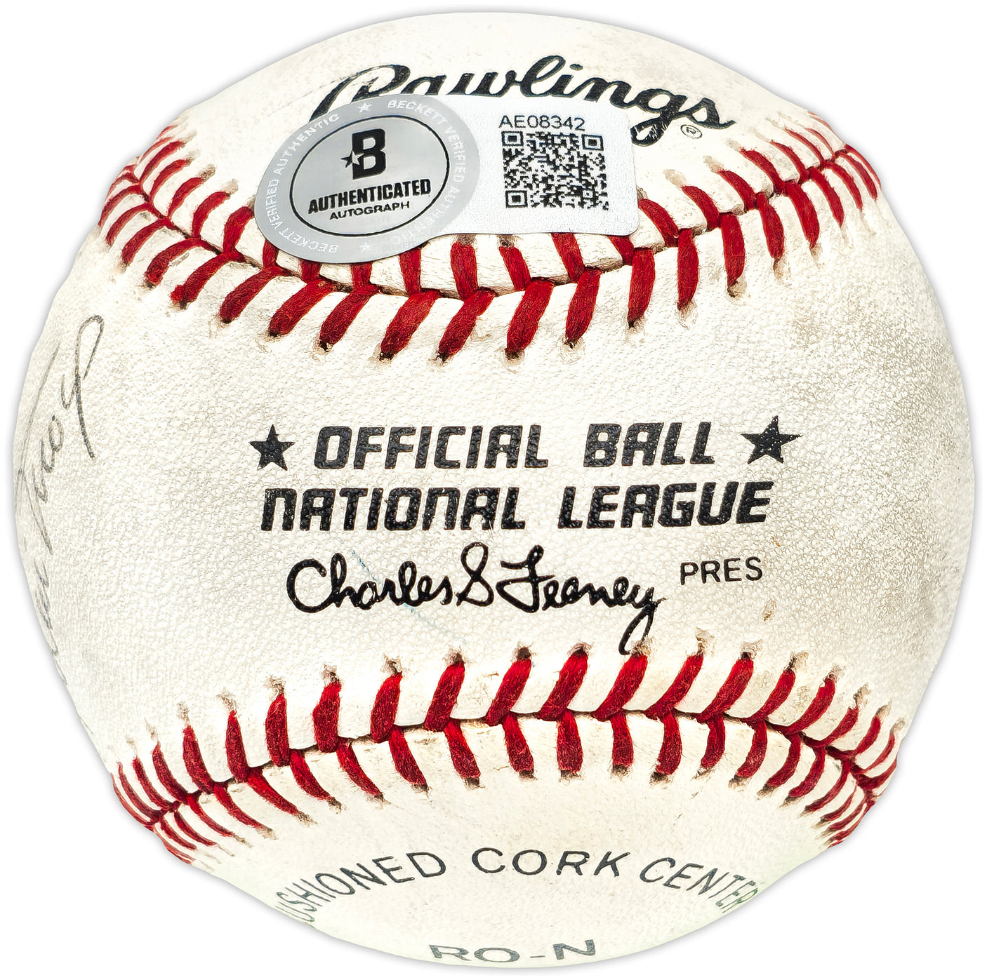 Willie Mays Autographed Official Feeney NL Baseball San Francisco Giants "To Jack Best Wishes" Vintage Signature Beckett BAS #AE08342