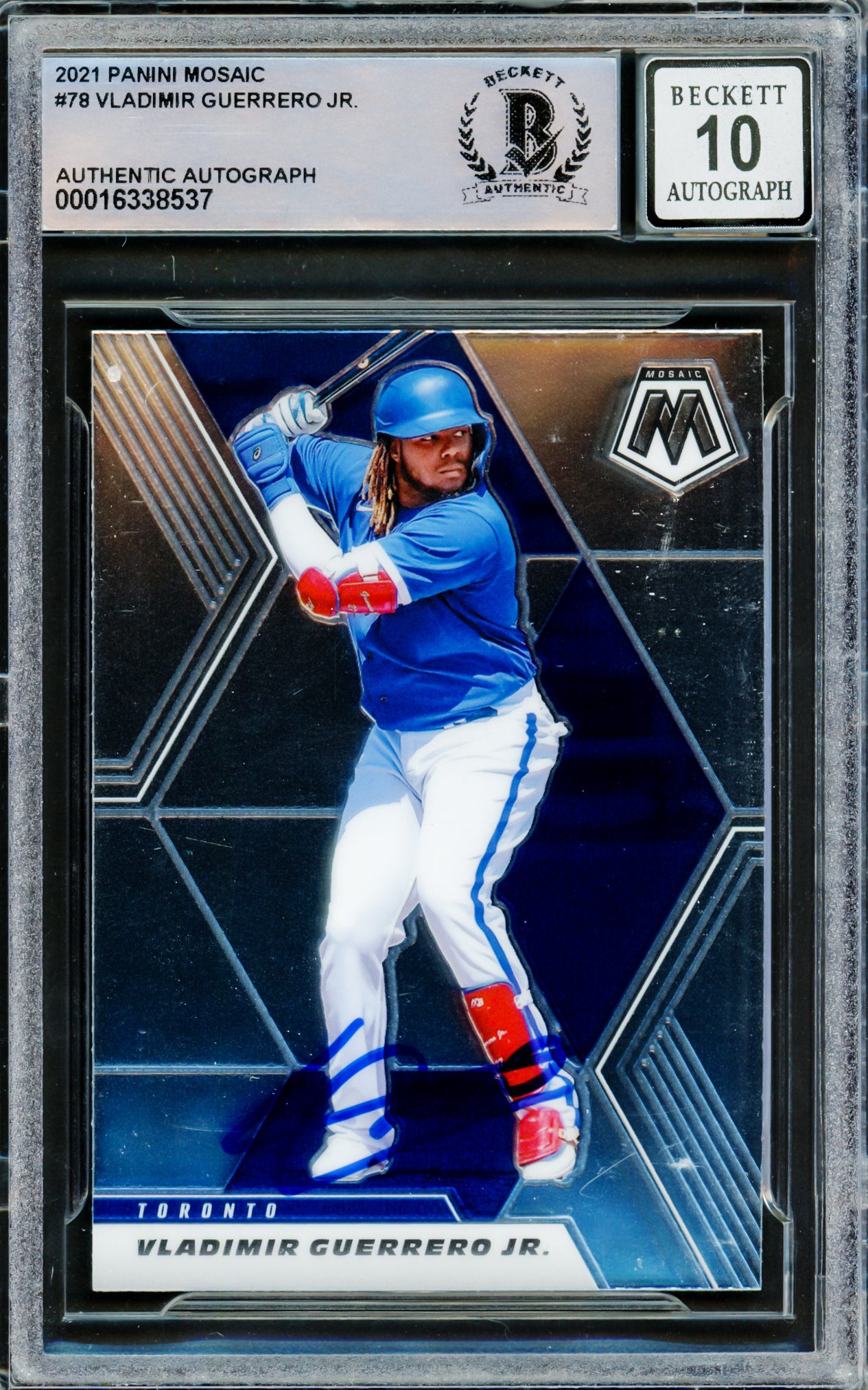 Vladimir Guerrero Jr. Autographed 2021 Panini Mosaic Card #78 Toronto Blue Jays Auto Grade Gem Mint 10 Beckett BAS #16338537