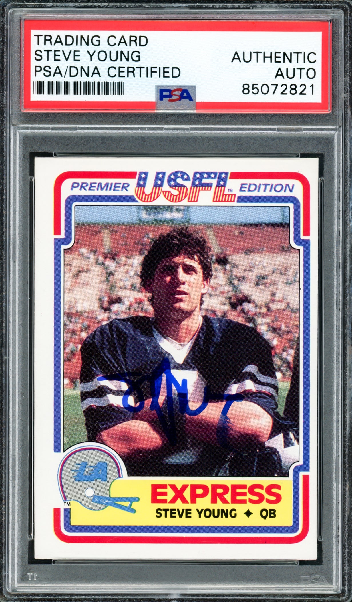Steve Young Autographed 1984 Topps Rookie Card #52 USFL (Smudged) PSA/DNA #85072821