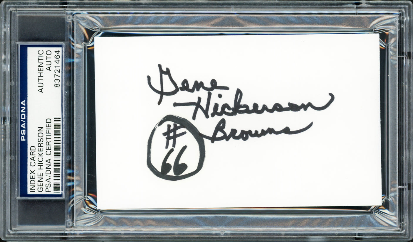 Gene Hickerson Autographed 3x5 Index Card Cleveland Browns PSA/DNA #83721464