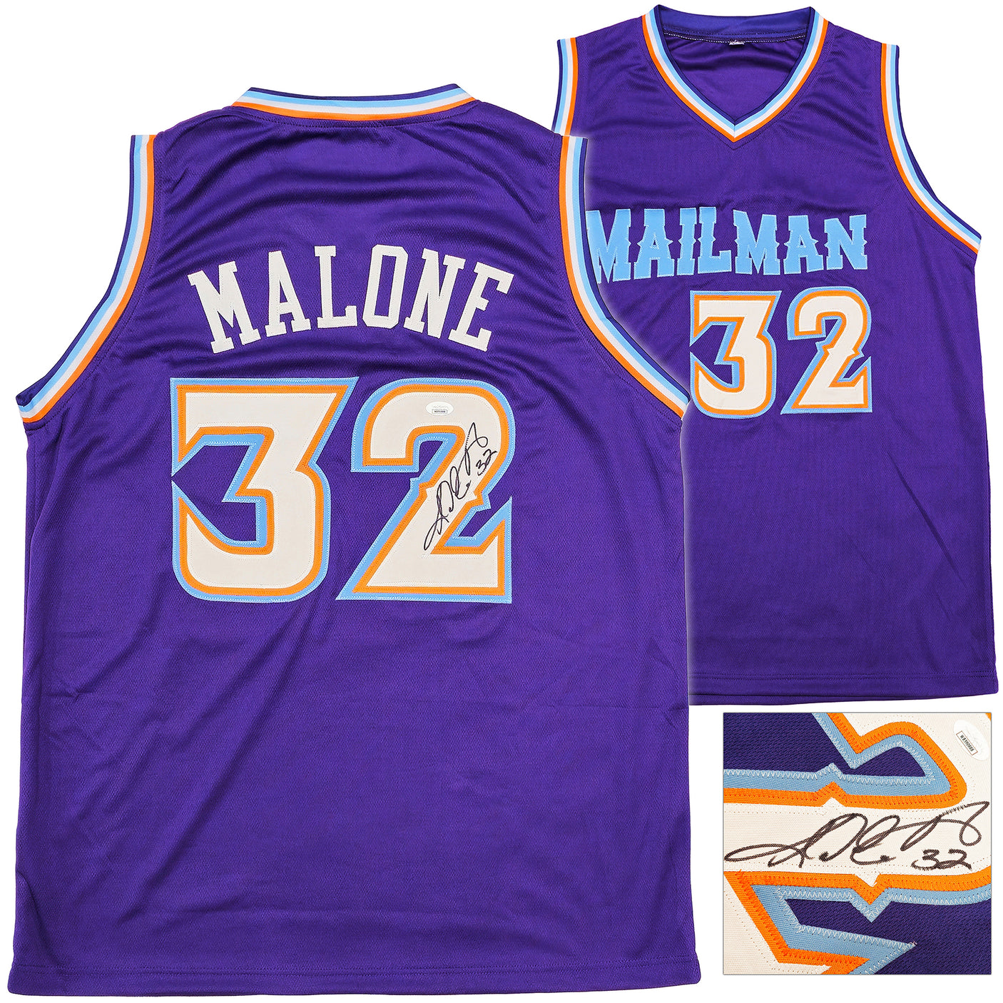 Utah Jazz Karl Malone Autographed Purple Jersey JSA Stock #237062