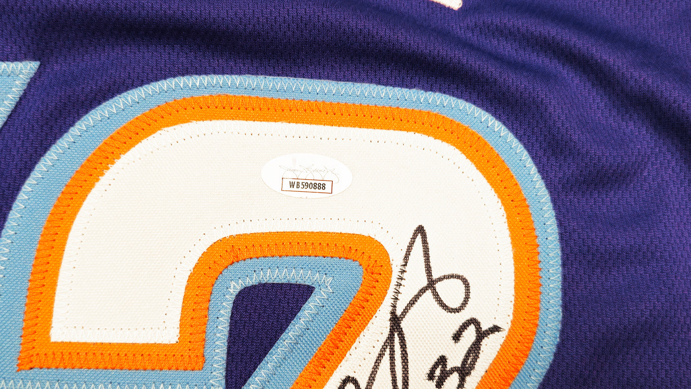 Utah Jazz Karl Malone Autographed Purple Jersey JSA Stock #237062