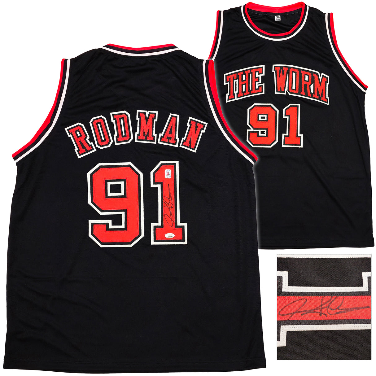 Chicago Bulls Dennis Rodman Autographed Black Jersey JSA Stock #237058