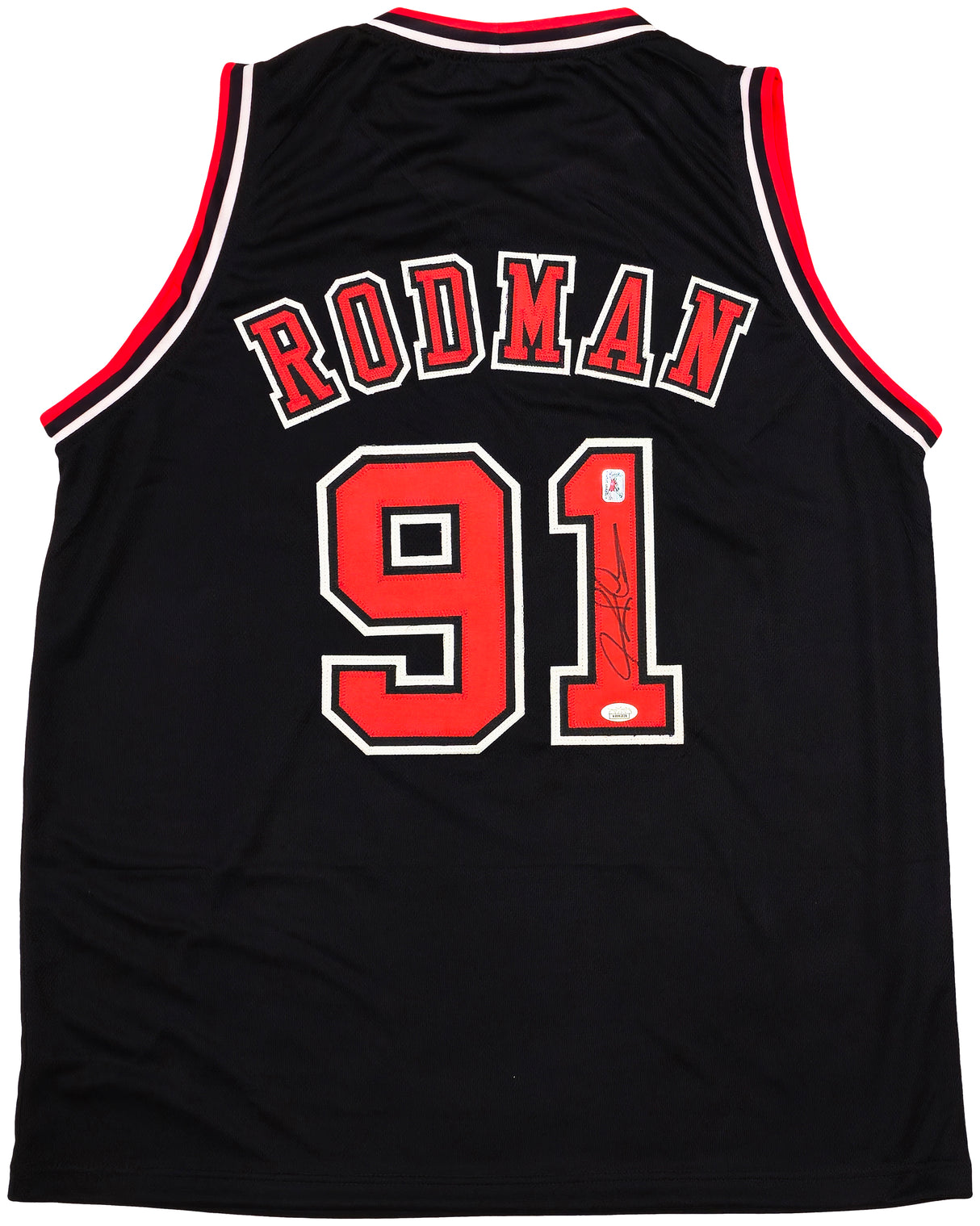 Chicago Bulls Dennis Rodman Autographed Black Jersey JSA Stock #237058