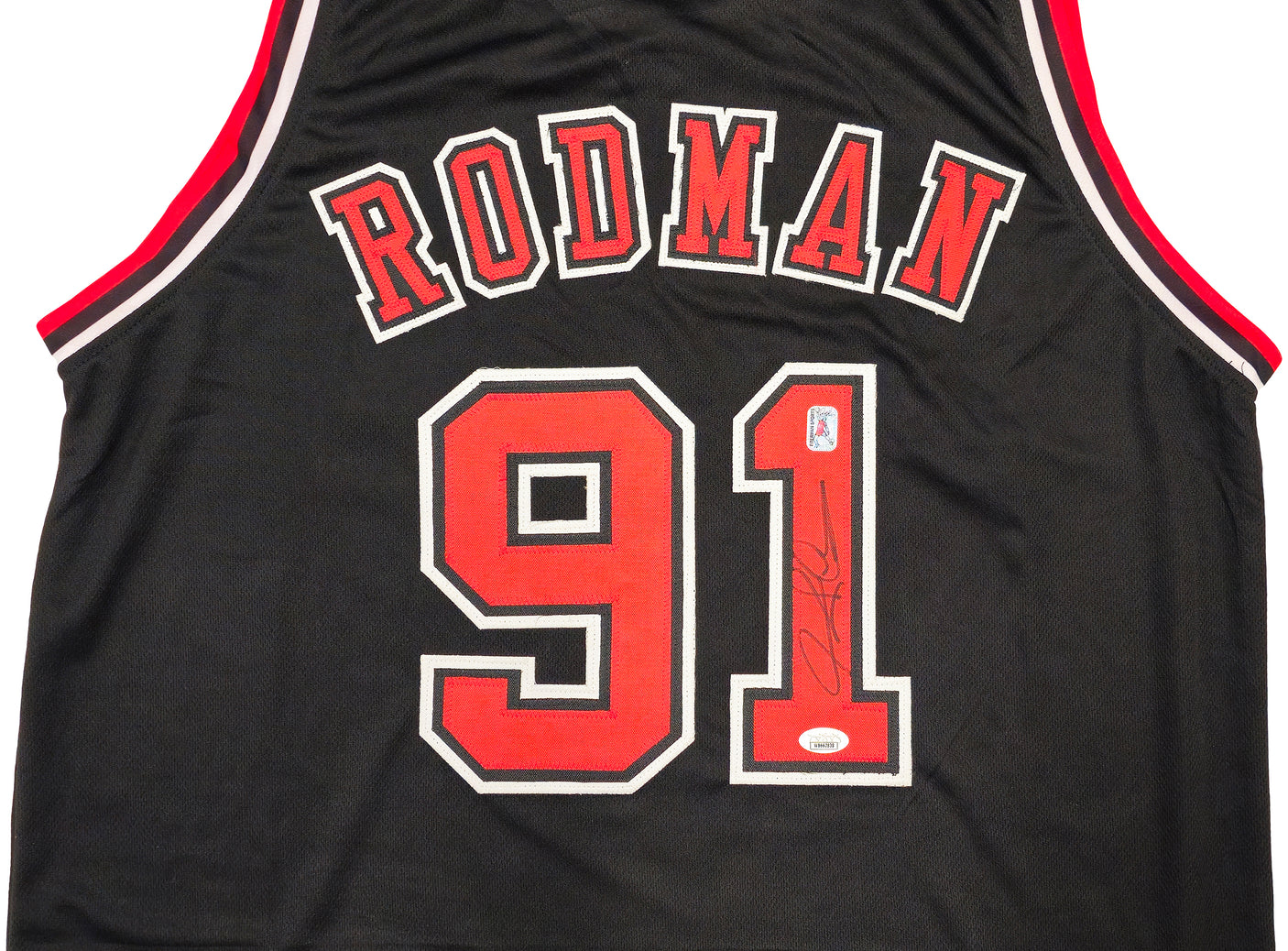 Chicago Bulls Dennis Rodman Autographed Black Jersey JSA Stock #237058