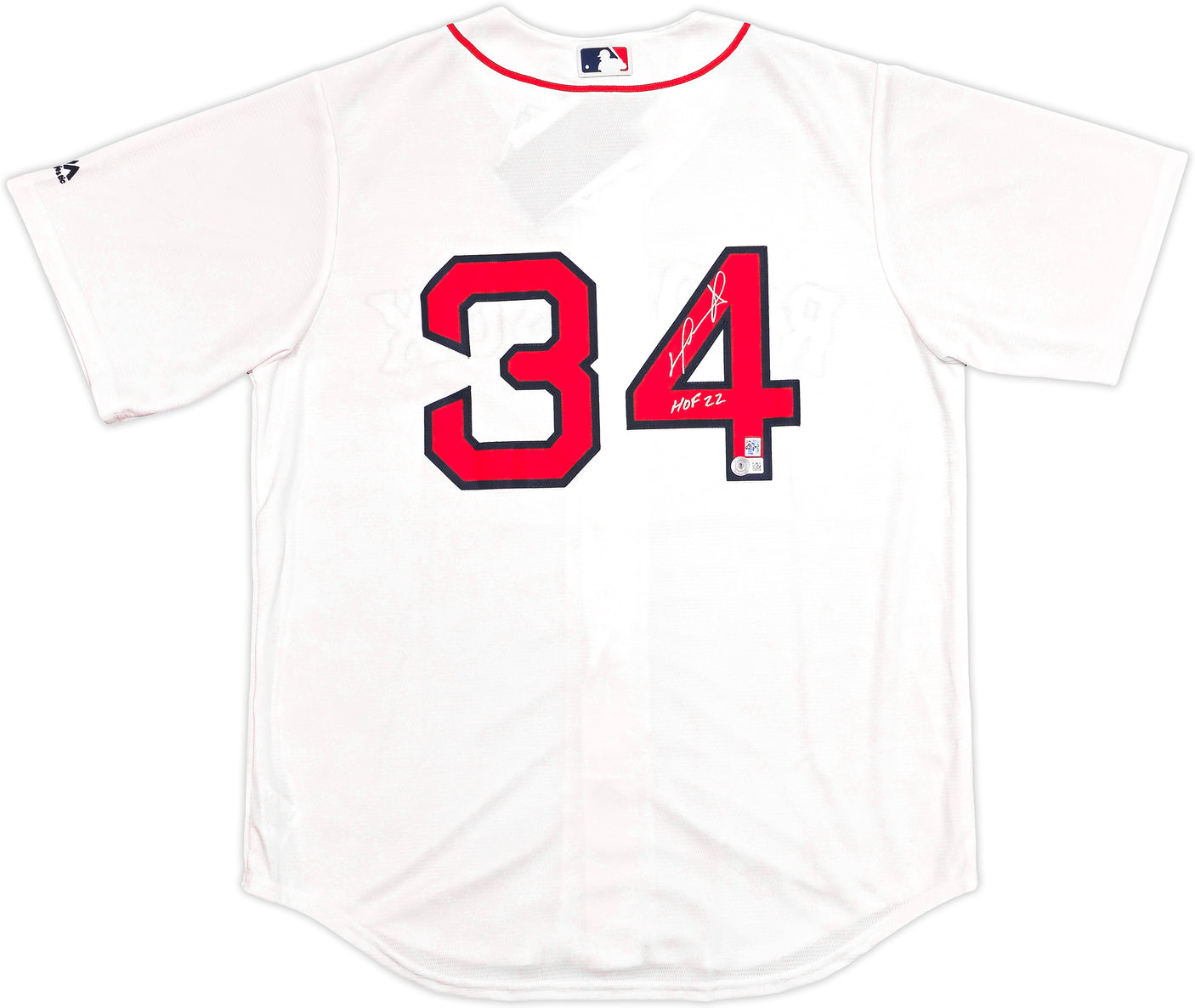 Boston Red Sox David Ortiz Autographed White Majestic Cool Base Jersey Size L "HOF 22" Beckett BAS Witness Stock #236702