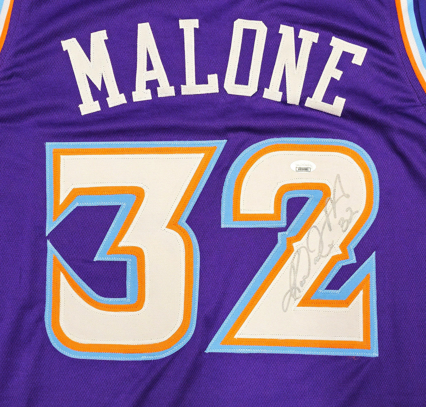 Utah Jazz Karl Malone Autographed Purple Jersey JSA Stock #237069