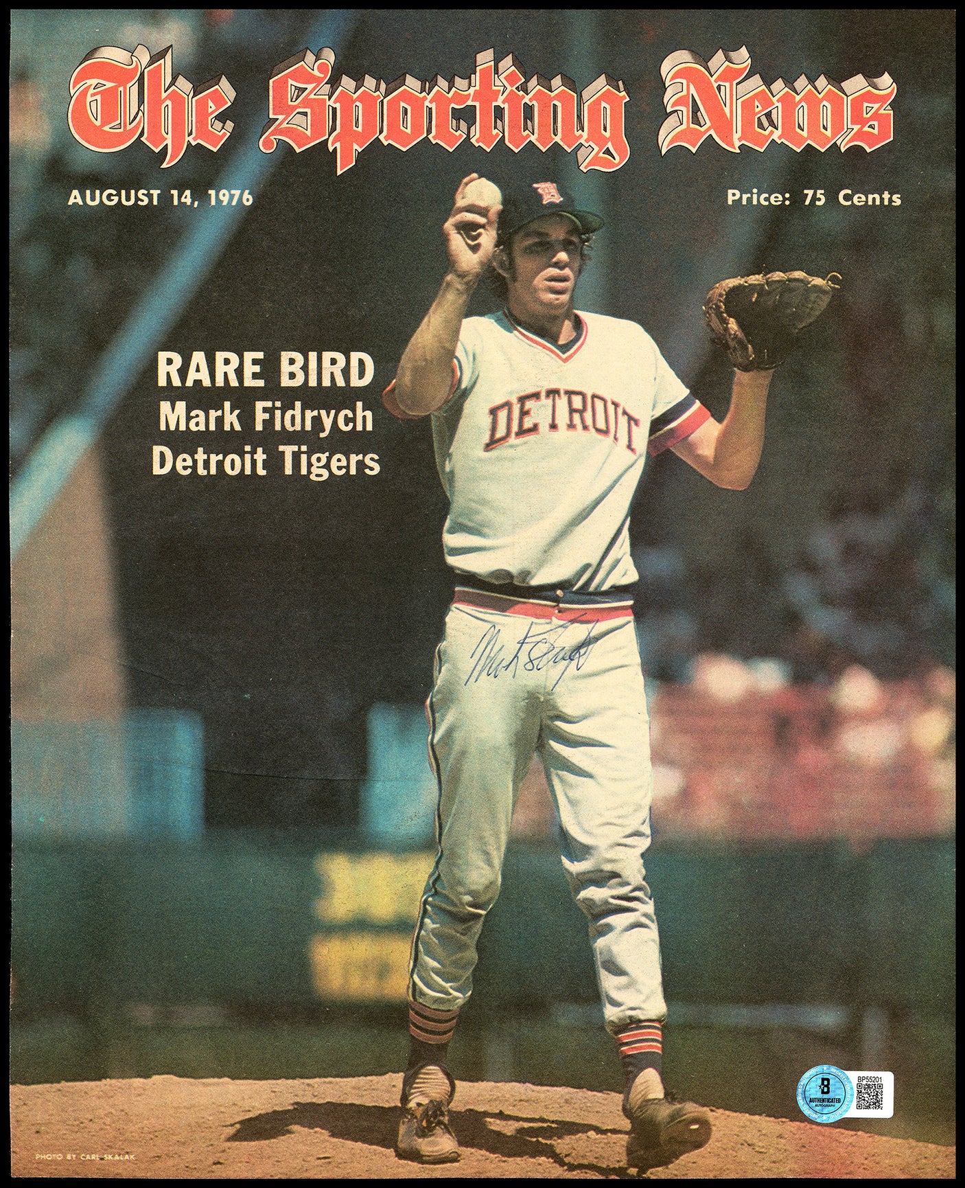 Mark "The Bird" Fidrych Autographed Sporting News Cover Detroit Tigers Beckett BAS QR #BP55201