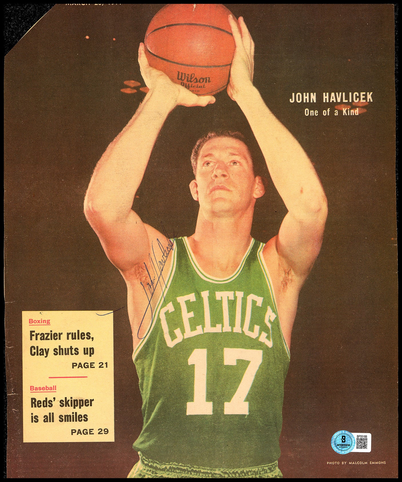 John Havlicek Autographed Sporting News Cover Boston Celtics Beckett BAS QR #BP55188