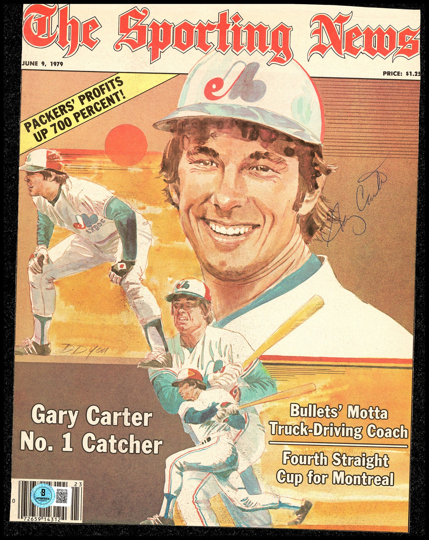 Gary Carter Autographed Sporting News Cover Montreal Expos Beckett BAS QR #BP55179