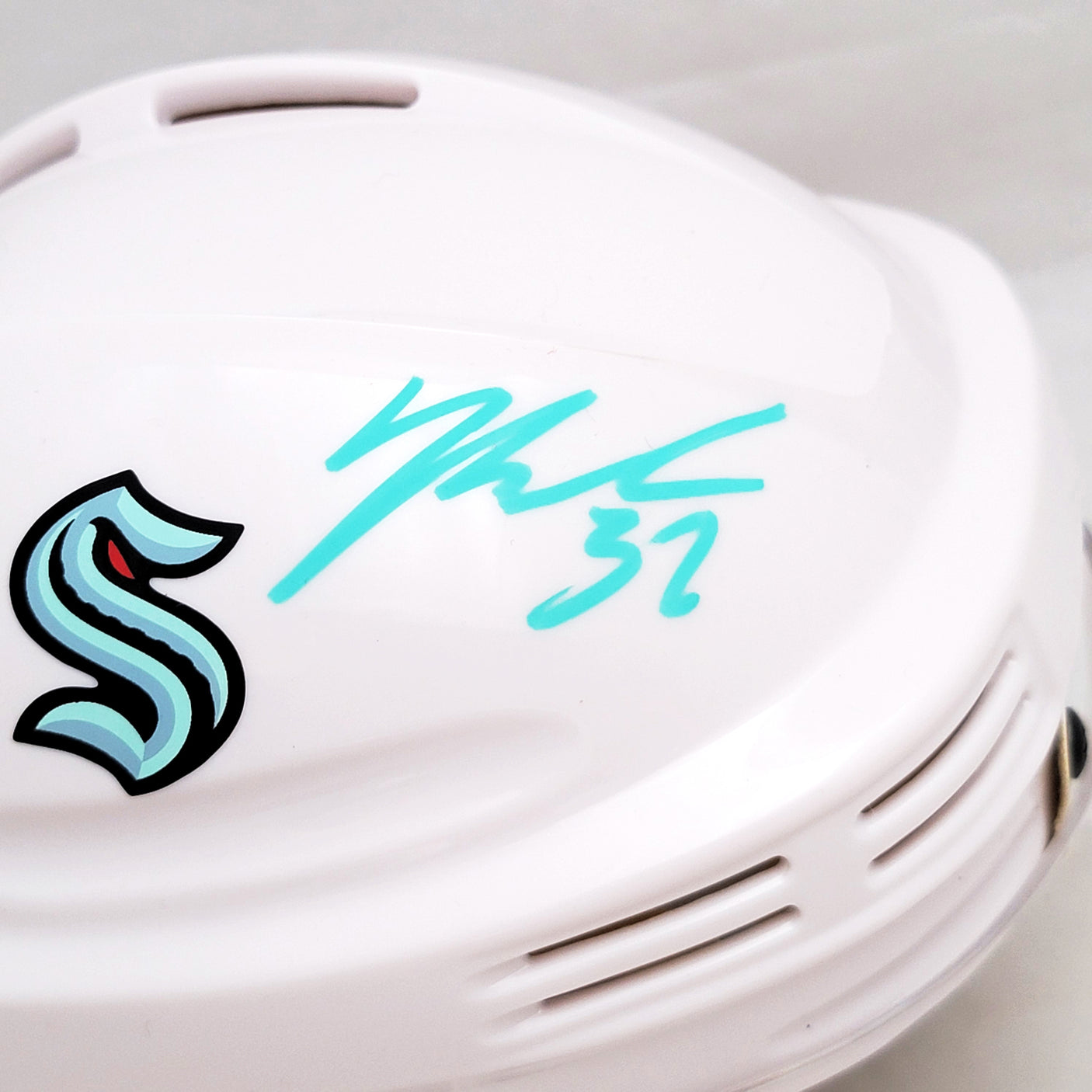 Yanni Gourde Autographed Seattle Kraken White Mini Helmet Fanatics Holo Stock #211607