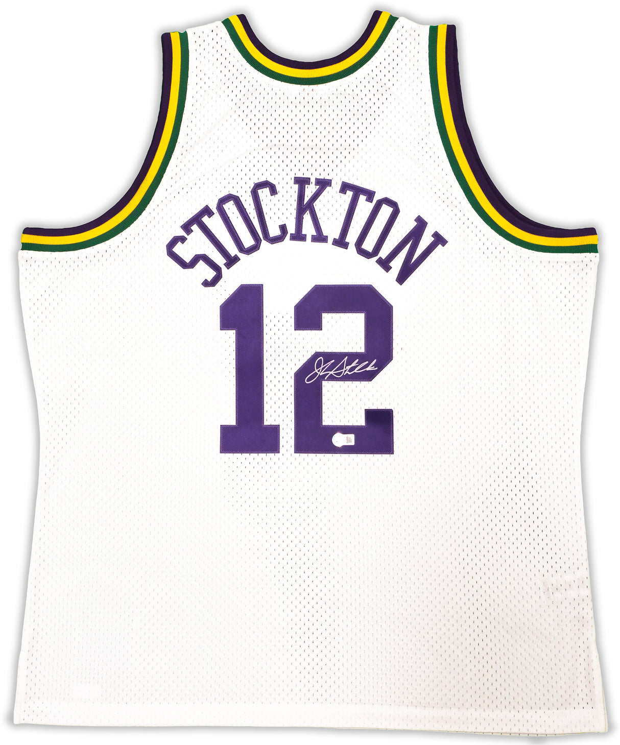 Utah Jazz John Stockton Autographed White Authentic Mitchell & Ness 1991-92 Hardwood Classic Swingman Jersey Size XXL Beckett BAS Witness Stock #224337