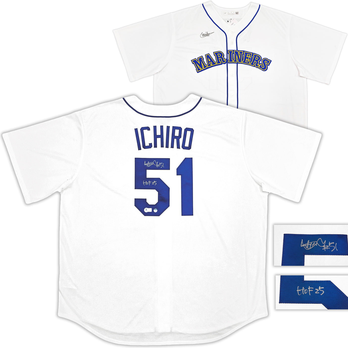 Seattle Mariners Ichiro Suzuki Autographed White Nike Cooperstown Collection Jersey Size XXL "HOF 25" IS Holo & Beckett BAS Witness QR Stock #238319