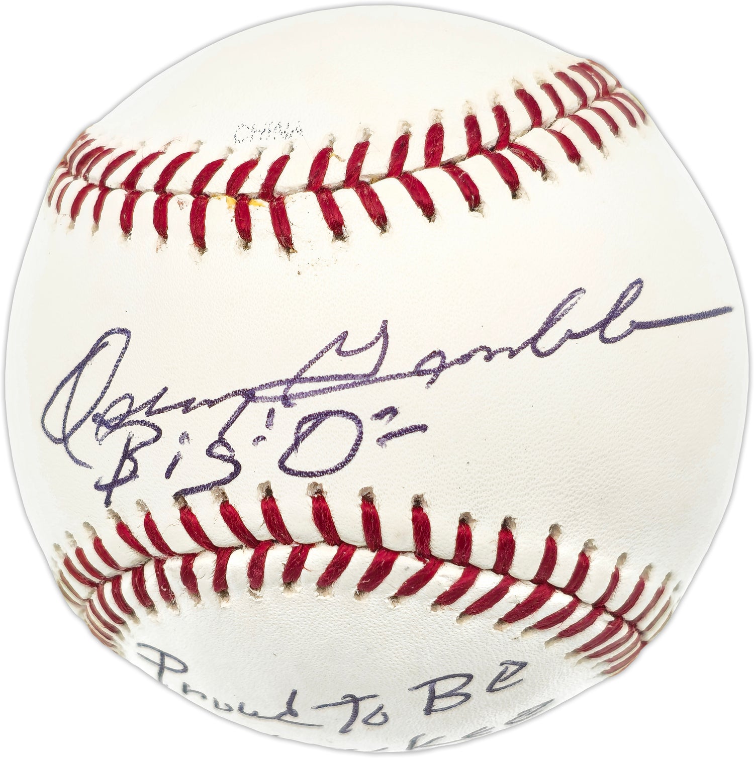 Oscar Gamble Autographed Official MLB Baseball New York Yankees Big "O" Proud to be a Yankee 1976-1979-1984 Beckett BAS QR #BN14946