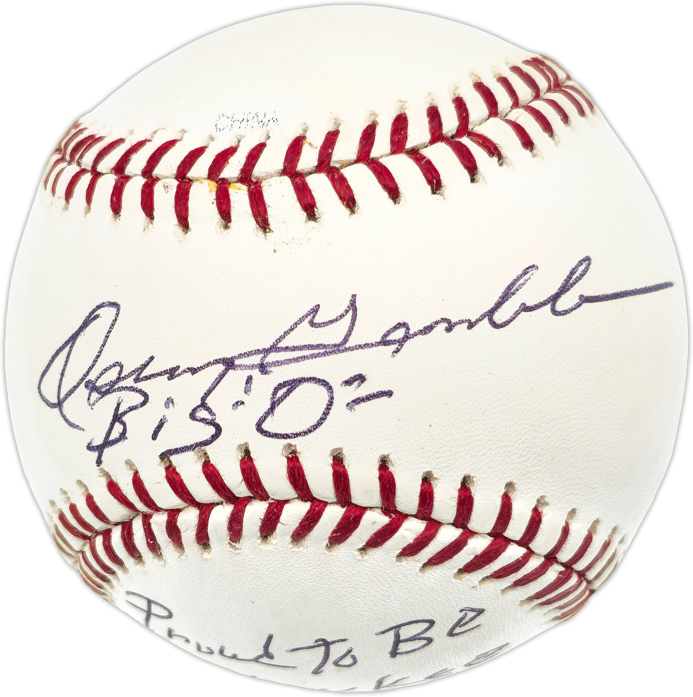 Oscar Gamble Autographed Official MLB Baseball New York Yankees Big "O" Proud to be a Yankee 1976-1979-1984 Beckett BAS QR #BN14946