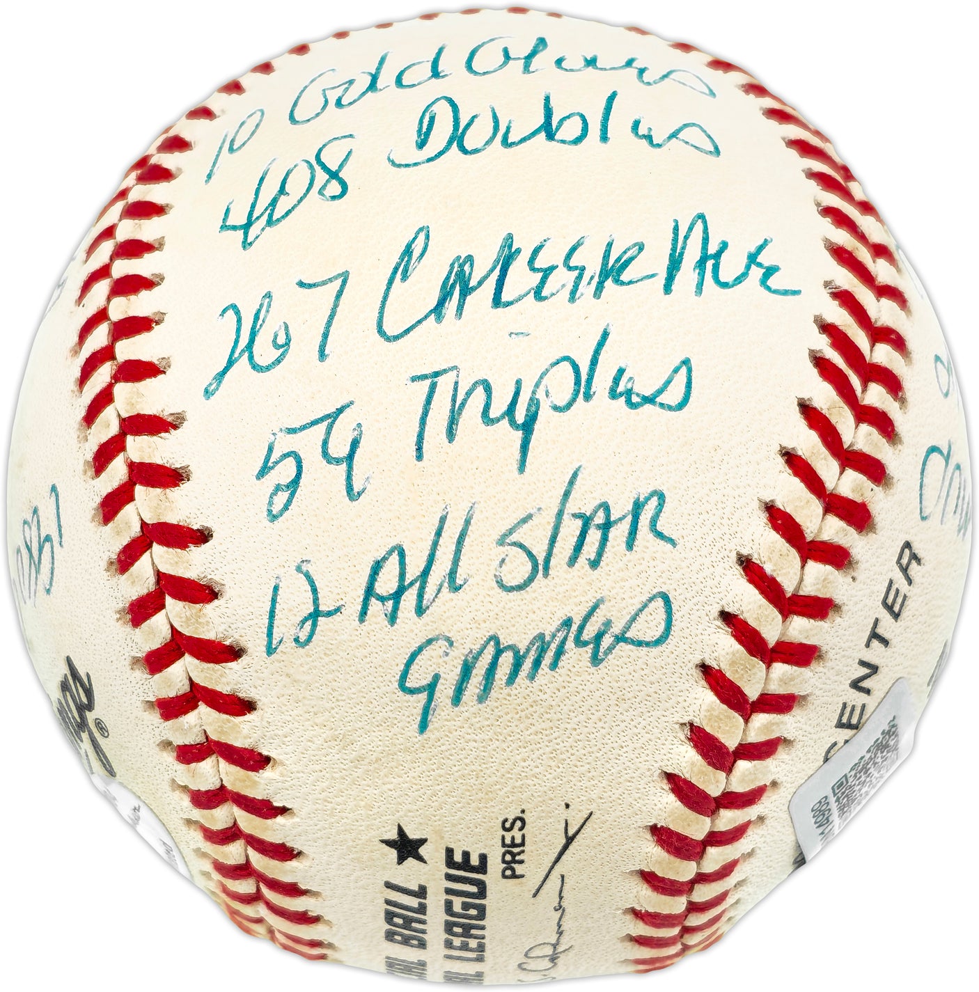 Mike Schmidt Autographed Official NL Baseball Philadelphia Phillies Statball With 16 Stats Beckett BAS #BN14989