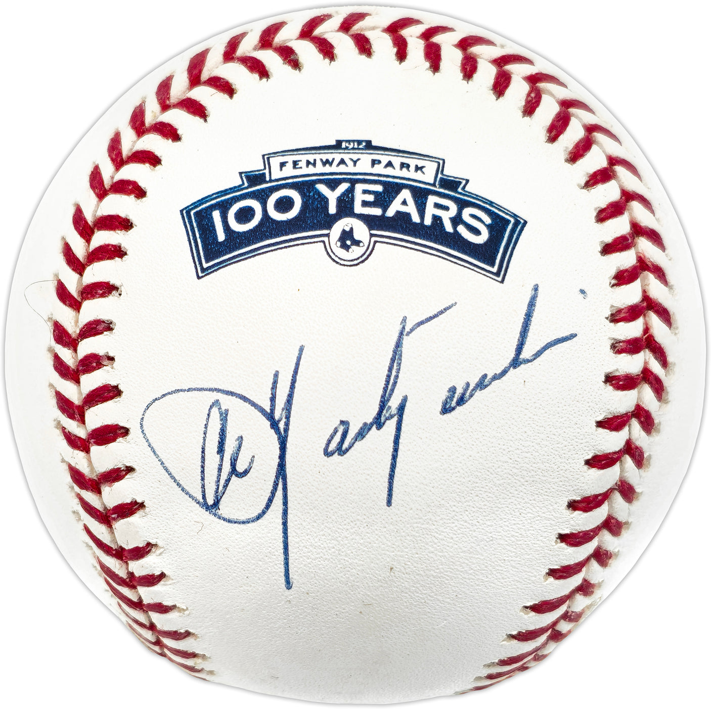 Carl Yastrzemski Autographed Official Fenway Park 100 Years Logo Baseball Boston Red Sox MLB Holo #FJ926713