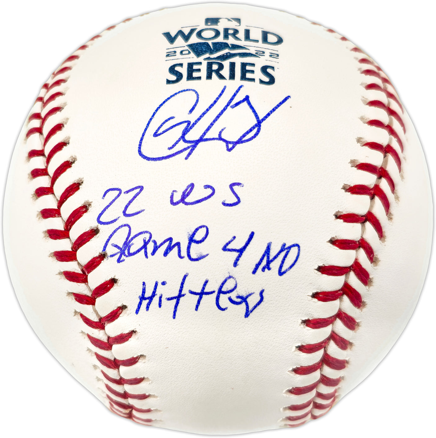 Cristian Javier Autographed Official 2022 World Series Logo Baseball Houston Astros "22 WS Game 4 No Hitter" (Smudged) Beckett BAS Witness #W722632