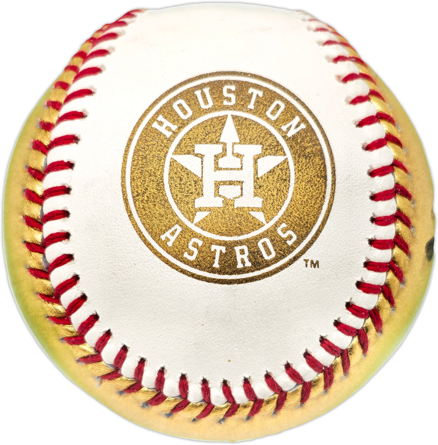 Kyle Tucker Autographed Official 2022 World Series Gold MLB Baseball Houston Astros (Smudged) Beckett BAS Witness #W381818