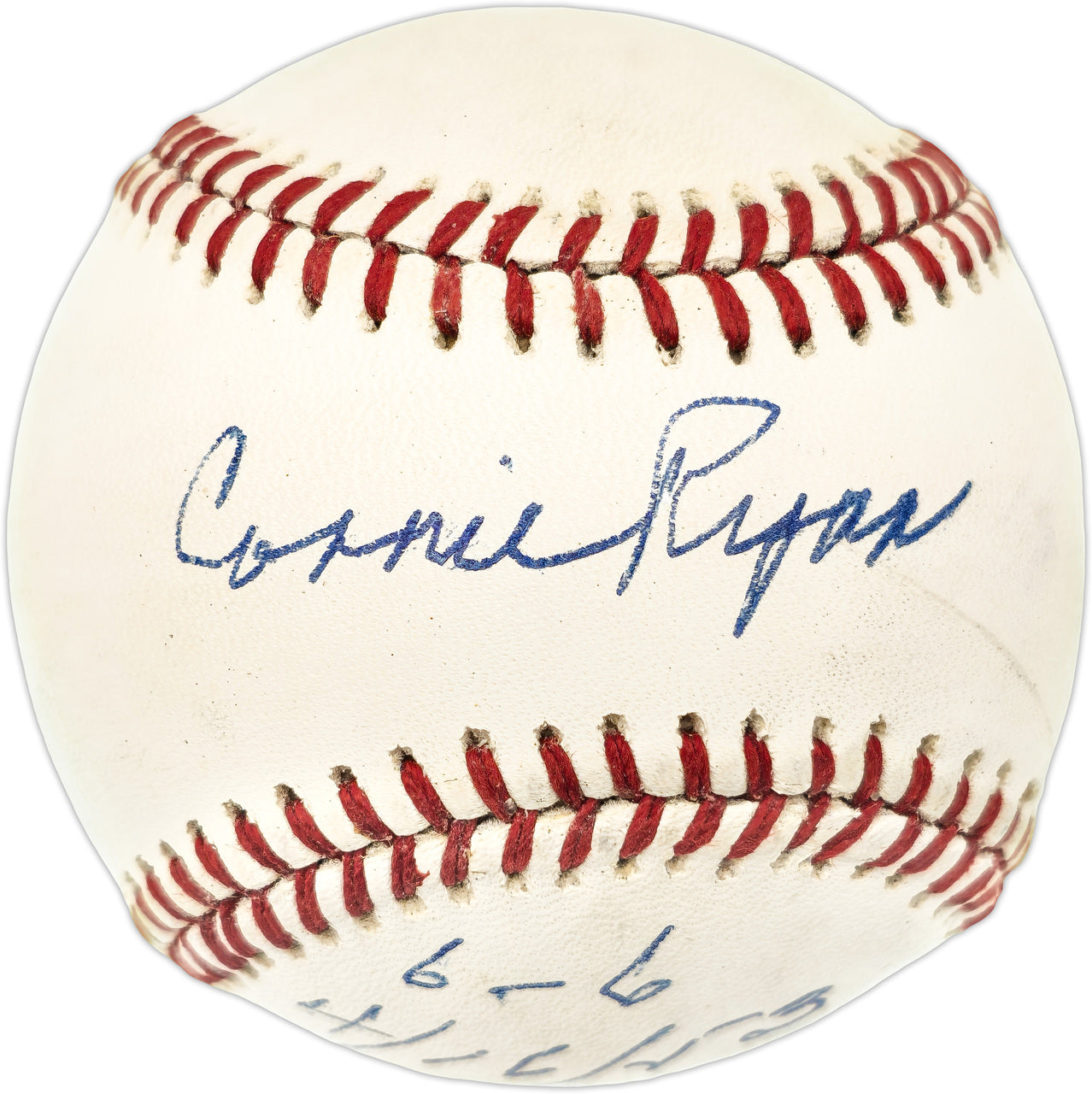 Connie Ryan Autographed Official NL Baseball Boston Braves "6-6 4/16/53" JSA #L90683