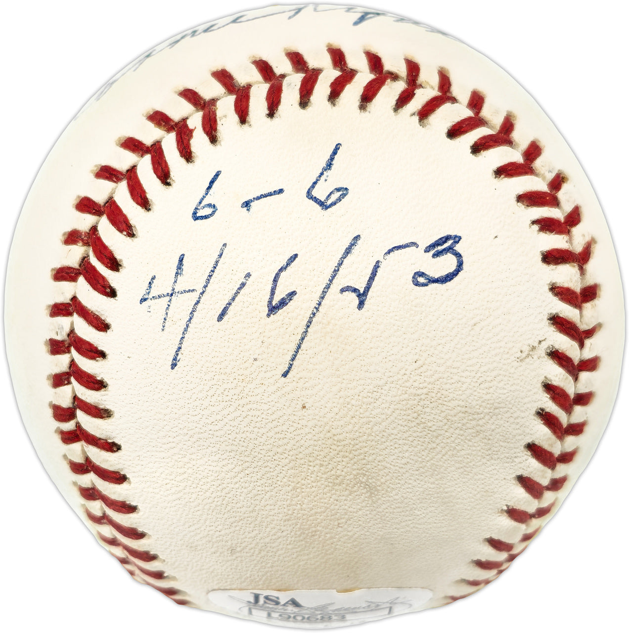 Connie Ryan Autographed Official NL Baseball Boston Braves "6-6 4/16/53" JSA #L90683