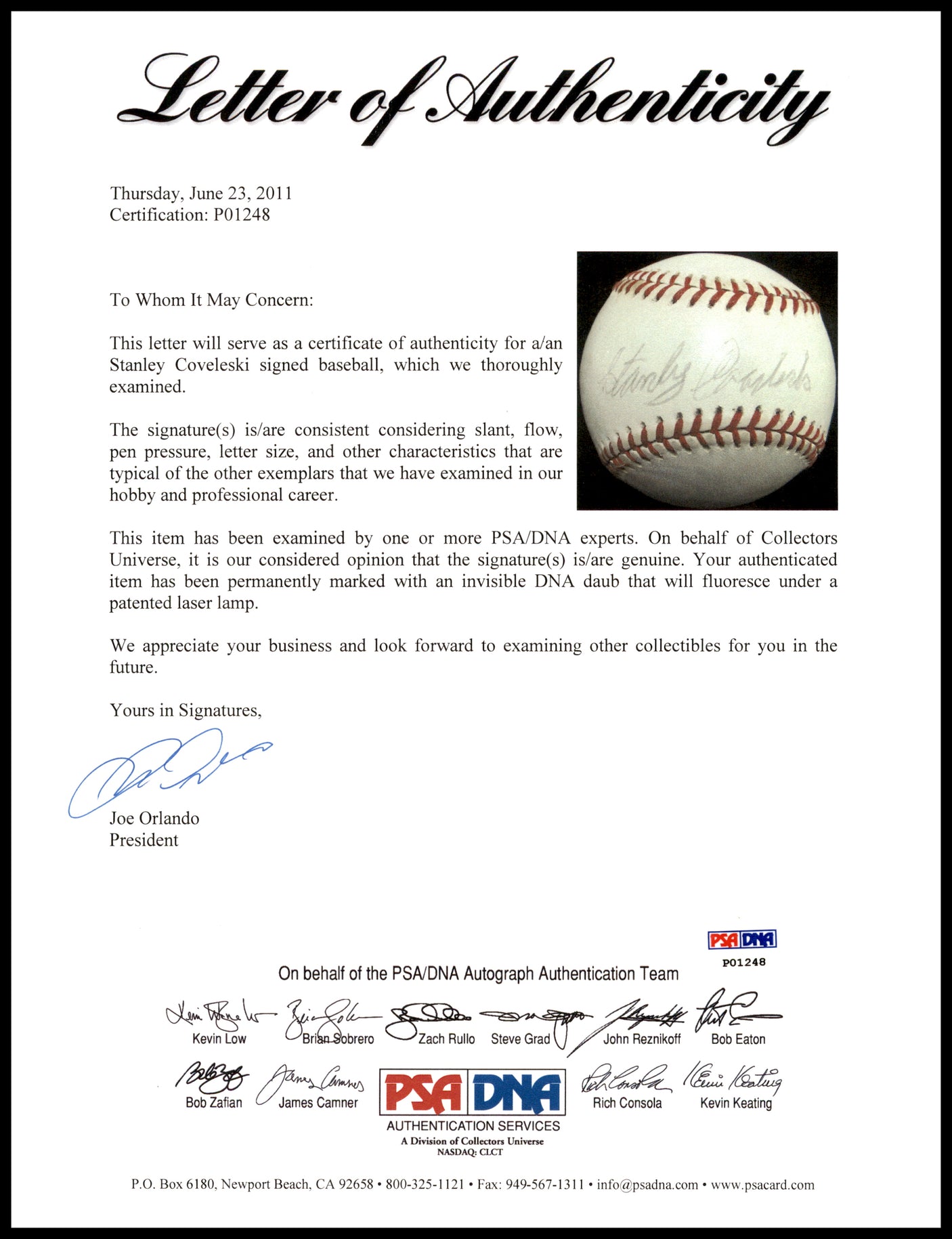 Stanley Coveleski Autographed Official MacPhail AL Baseball Cleveland Indians PSA/DNA #P01248